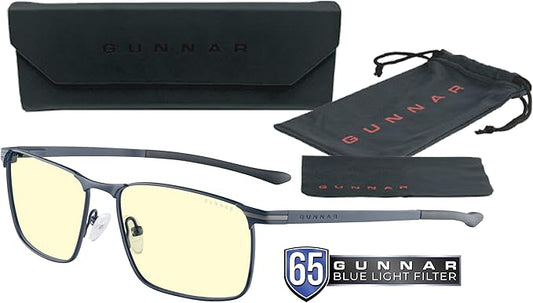 GUNNAR - Computer Blue Light Blocking Glasses Mendocino Blue Light Glasses, Midnight Blue, Adult US