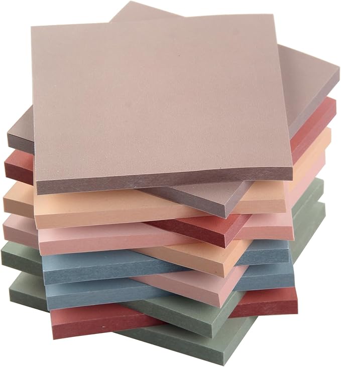 12 Pack Sticky Notes,3X3 in Vintage Colors Sticky Notes,600 Sheets Self-Stick Note Pads,Super Adhesive Memo Pads, Easy to Post Notes for Study, Works and Daily Life (3x3 inch)