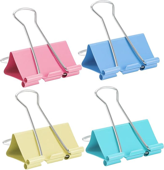 2 Inch 12 Pack Extra Large Binder Clips, Assorted Colors, Colored Jumbo Paper Clips, Big Paper Clamps, Binder Clips Large Size for Home, School and Office Supplies