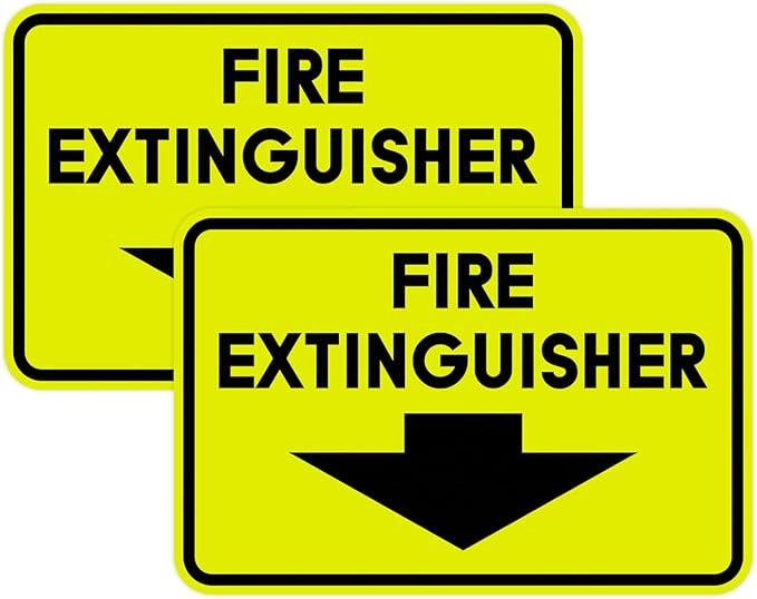 Signs ByLITA Classic Framed Fire Extinguisher (Yellow/Black) - Medium 2 Pack