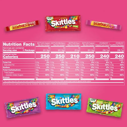 SKITTLES & STARBURST Assorted Candy Variety Pack for Holidays, Gifts, Parties, Candy Assortment, 62.79 oz (30 Count) Bulk Box