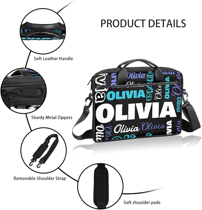 Custom-Laptop-Bag 15 Inch with Name Photo Personalized-Computer-Shoulder-Case Briefcases for Women Men Business