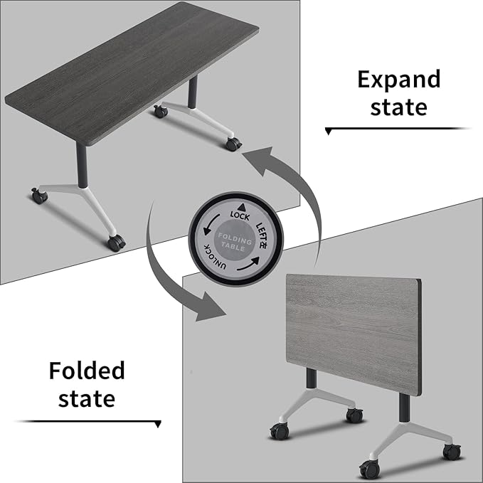 Conference Room Table with Flip-Top Design for Dynamic Meetings, Business Table Computer Desk with Heavy-Duty Frame,Foldable Seminar Meeting Tables for Home Office (2, B, 47.2IN)
