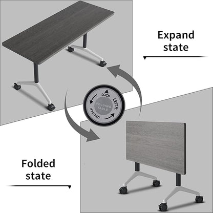 Conference Room Table with Flip-Top Design for Dynamic Meetings, Business Table Computer Desk with Heavy-Duty Frame,Foldable Seminar Meeting Tables for Home Office (6, B, 47.2IN)