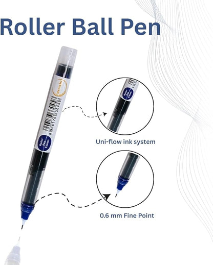 Blue Gel Pens Pack of 6 | 0.6mm Smooth Writing Rollerball Pen | Premium German Ink | Ergonomic Grip | Quick-Dry | Ideal for Students & Office Use