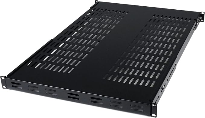 StarTech.com 1U Adjustable Vented Server Rack Mount Shelf - 175lbs - 19.5 to 38in Adjustable Mounting Depth Universal Tray for 19" AV/ Network Equipment Rack - 27.5in Deep , TAA (ADJSHELF)