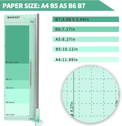 MAKEASY Paper Cutter 12 Inch, Guillotine Paper Cutter with 8 Sheet Capacity, Heavy Duty Paper Cutter for Cardstock, Paper Trimmer for Crafting, Classroom and Office, Green