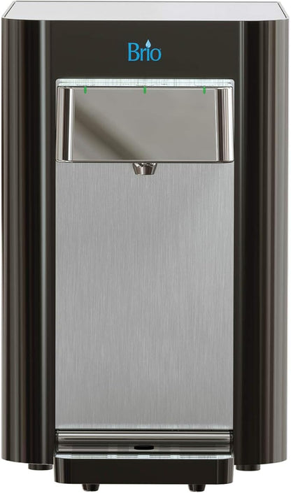 Brio Self-Cleaning Countertop Bottleless Water Cooler Dispenser - with 2-Stage Water Filter and Installation Kit, Tri Temp Dispense, UV Cleaning - Black
