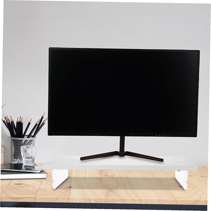Acrylic Computer Monitor Stand Riser for Desk Laptop Holder with Strong Abrasion Resistance and Sturdy Design White Desktop Raiser for Comfortable Viewing and Improved Posture