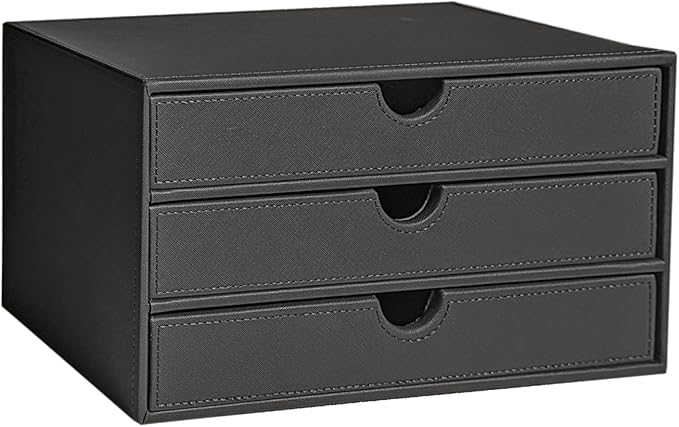 UnionBasic Document Organizer, 3-Drawer File Cabinet Document Storage Box, Office Desktop Filing Organizer, Elegent Grey