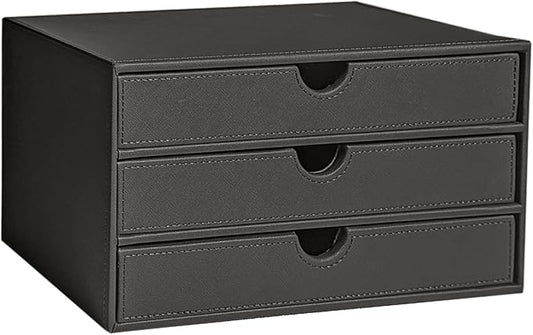 UnionBasic Document Organizer, 3-Drawer File Cabinet Document Storage Box, Office Desktop Filing Organizer, Elegent Grey