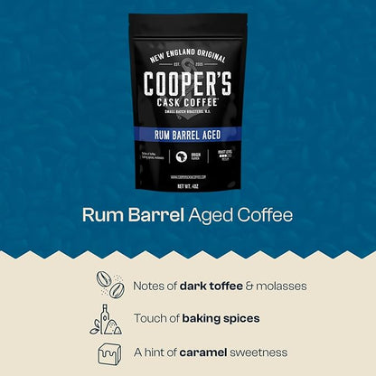 Bourbon Barrel Aged Coffee Ground Set, Single Origin Sumatra Whiskey, Ethiopian Rye, Rwanda Rum Roasted Coffee Beans (Ground, 4 Ounce (Pack of 3))