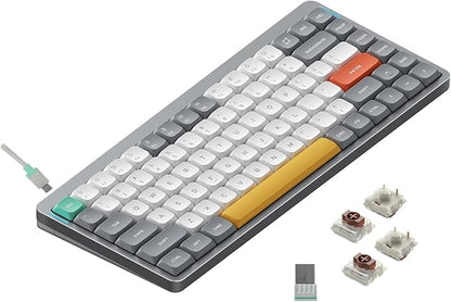 nuphy Air75 V2 Portable 75% Mechanical Keyboard,Wireless Keyboard,Supports Bluetooth/2.4G/USB-C RGB Gaming Keyboards,Compatible with Windows/Mac OS/Linux Systems Grey-Gateron Brown Switch