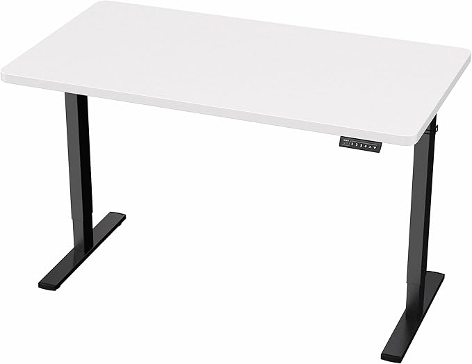 VIVO Electric 43 x 24 in Standing Desk, Memory Height Adjustment, 1B Series, One-Piece White Top, Black Frame, DESK-KIT-1B4W