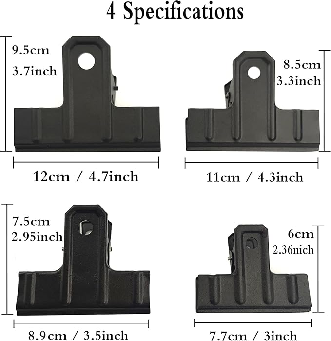 Locci Black Large Bull Clips,10 PCS Medium Binder 3.5 Inch Drawing Board Clips,Big Clip for Food Bags,Art,Office & Home Kitchen (88 mm)