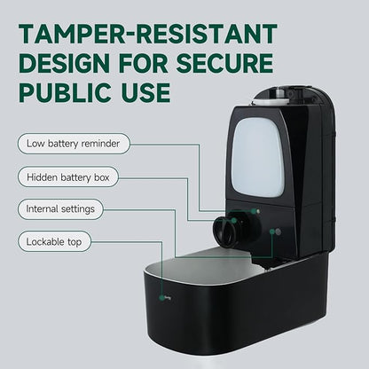 Commercial Automatic Soap Dispenser Large 34oz/1000ml Capacity Wall-Mounted Touchless Liquid Dispenser for High-Traffic Restrooms, Offices, Hospitals Model 1220S Black