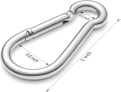 sprookber 316 Stainless Steel Carabiner Clip, Marine Grade Heavy Duty Spring Snap Hook for Outdoor, Boat, Hammock, Set of 5