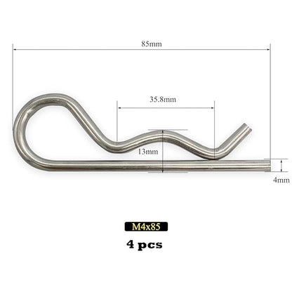 4 Pcs Heavy Duty Stainless Steel Cotter Pin R Clip Large Spring Retaining Wire Hair Pins Hitch Pin Clips Large Carter Pins for Trailer Pin Clips Lock System M4x85 Keeper Pins