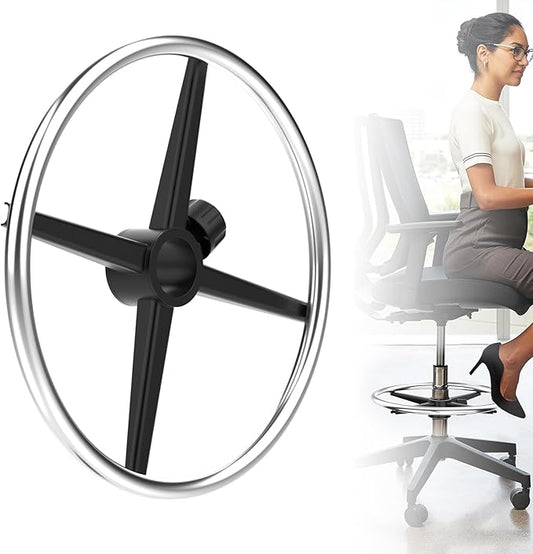 18" Chrome Foot Rest Ring for Drafting Stool or Office Chair,Office Chair Piston Foot Ring,Foot Rest (Silver, 18'')