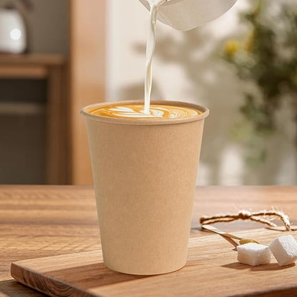 300 Pack 12 oz Paper Coffee Cups, Disposable Kraft Coffee Cups, Hot/Cold Drinking Cup for Water, Coffee, Juice
