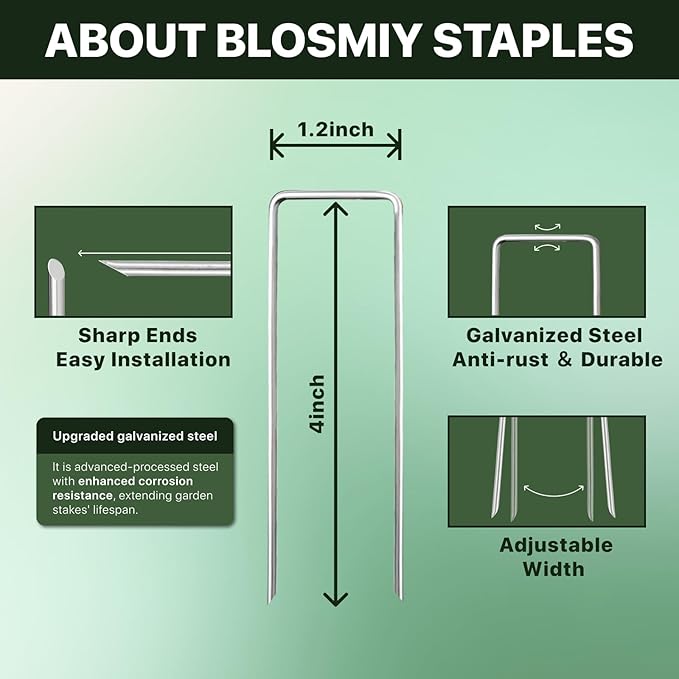 Landscape Staples 4 inch Stakes for Gardening 500 Pack Galvanized Garden Staples for drip Irrigation Landscape Fabric pins Updated Heavy-Duty Weed Barrier Fabric Lawn Outdoor Projects,Decorations