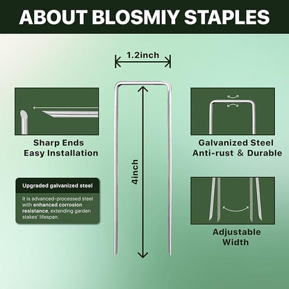 Landscape Staples 4 inch Stakes for Gardening 500 Pack Galvanized Garden Staples for drip Irrigation Landscape Fabric pins Updated Heavy-Duty Weed Barrier Fabric Lawn Outdoor Projects,Decorations