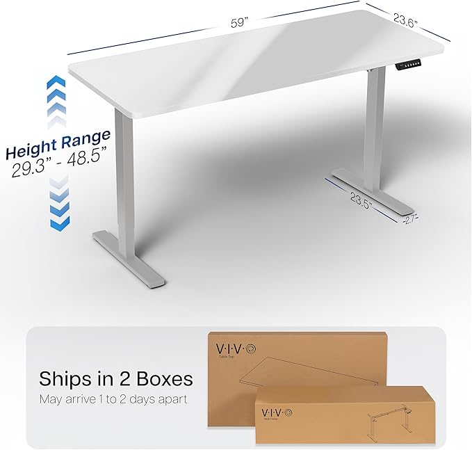 VIVO Electric Dry Erase 60 x 24 in Standing Desk, Memory Height Adjustment, 1B Series, Whiteboard Top Gray Frame, DESK-KIT-1G6WE