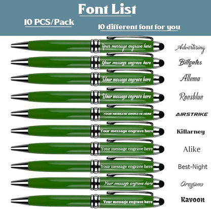 Ancolo Custom Executive Pens Stylus Tip School Writing Set Metal body - Engraved Personal Name pens - with Your Team Name or Slogan/Phone number/Address- 10 Pens/Box