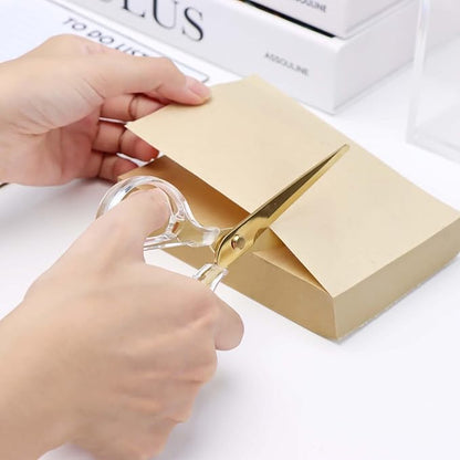6 Inch Office Scissors Clear Acrylic Handles Gold Craft Scissor Semi-Circular Grip Fabric Shears Stainless Steel Sharp Blades Round Tips for Paper Thread (Gold)