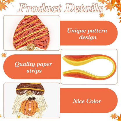 WEBEEDY 20 Sets DIY Quilled Thanksgiving Gnomes Greeting Card Making Kit with Paper Quilling Strips Tools Artful Paper Quilling Kit DIY Thanksgiving Gnomes Greeting Card for Family,Friend,Husband,Wife