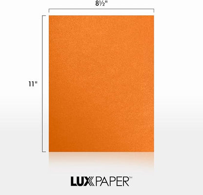 LUXPaper 8.5” x 11” Paper for Crafts and Printing in Flame Metallic, Scrapbook and Office Supplies, 50 Pack (Orange)