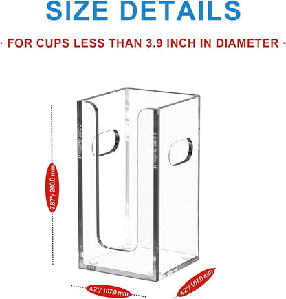 WINFFOR Disposable Cup Organizer Dispenser - Clear Acrylic Cup and Lid Holder with Handles Plastic Cup Dispenser Countertop Paper Coffee Cup Holder for Coffee Bar House Party Essentials