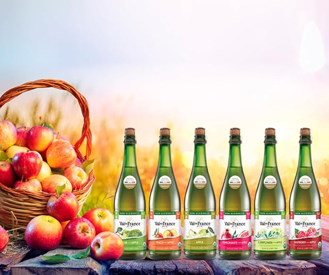 Val de France, Non-Alcoholic, Reduced Calorie, Organic and OU Kosher Sparkling Juice (Peach), 25.4 Fl Oz (Pack of 12)