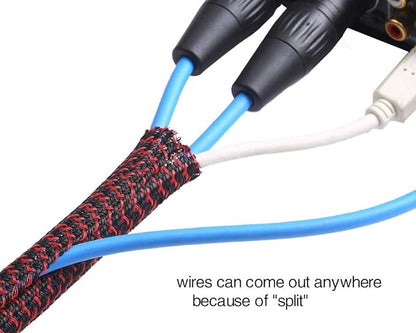 Alex Tech 25ft - 1 inch Cord Protector Wire Loom Tubing Cable Sleeve Split Sleeving For USB Cable Power Cord Audio Video Cable – Protect Cat From Chewing Cords - Blackred