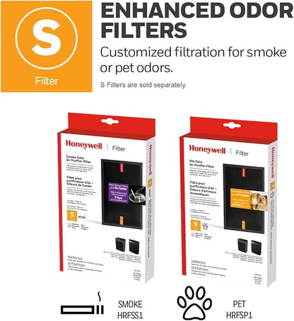 Honeywell Allergen Plus HEPA Air Purifier for Home, Large Rooms up to 900 Ft², Turbo Clean, HEPA Filter Reduces Allergens, Dust, Pollen, Pet Dander, All Smoke Types, Odors, White, HPA5100W