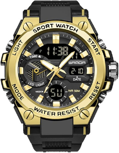 KXAITO Men's Watches Sports Outdoor Waterproof Military Watch Date Multi Function Tactics LED Alarm Stopwatch