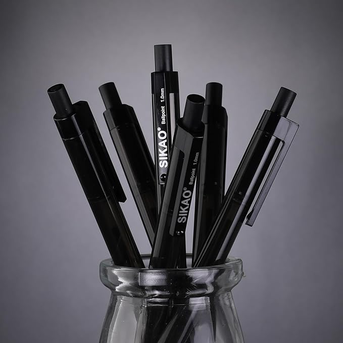 Black Pens Bulk, 60 Pack Retractable Ballpoint Pens, Black Ink 1.0mm Medium Point, Smooth Writing No-Smear Click Pens for Teachers, Students, Restaurant Servers, School & Office Supplies