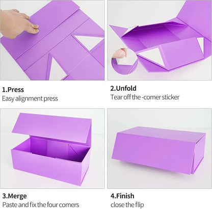 Purple Gift Box 10" x 6" x 3" with Magnetic Closure Lid Gifts Boxe for Presents,Bridesmaid Gift Boxes,Cute Box,Birthday Gift Boxs,Luxury for Gifts Packaging, Magnetic Gift Box for Wrapping Gifts (Purple)