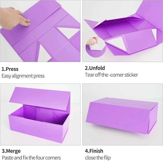 Purple Gift Boxe 12" x 6" x 4" with Magnetic Closure Lid Gift Boxes for Presents,Bridesmaid Gifts Box,Cute Box,Birthday Gift box,Luxury for Gift Packaging, Magnetic Gift Box for Wrapping Gifts (Purple/5PCS)