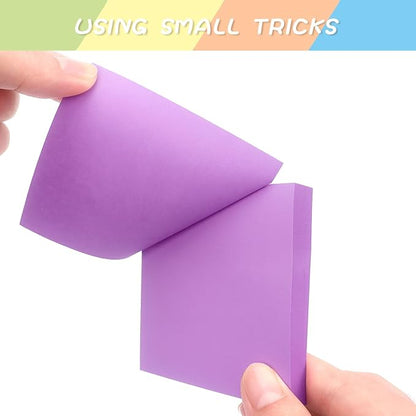 Sticky Notes 3x3 Self-Stick Notes Pads with 6 Bright Colors, Easy to Post for Office, School, Home, 6 Pads/Pack, 100 Sheets/Pad (Purple)