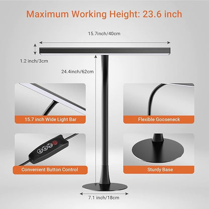 LED Desk Lamp for Home Office, 360° Flexible Gooseneck Desk Light with 3 Color Modes & 10 Brightness, Eye-Caring Adjustable Task Light for for Piano, Computer, Workbench, 10W, 1000LM (Black)