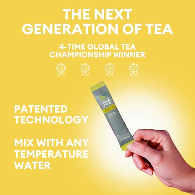 Cusa Tea & Coffee | Premium Instant Lemon Black Tea With Real Fruit & Spices | Organic Leaves Drink Mix Packets | Hot or Iced Tea (30 Single Servings)
