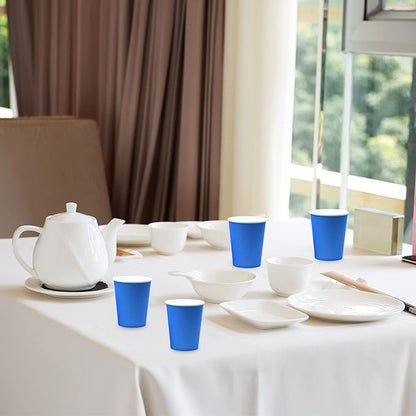 Disposable Paper Cups, 60pcs Blue Paper Cups For DIY Wedding Party Picnic BBQ Travel and Event 8oz (Blue)