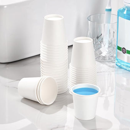 100 Pack 3 oz Paper Cups, Disposable Bathroom Cups, Small Mouthwash Cup White Paper Drinking Cup for Party,Picnic,Travel and Events