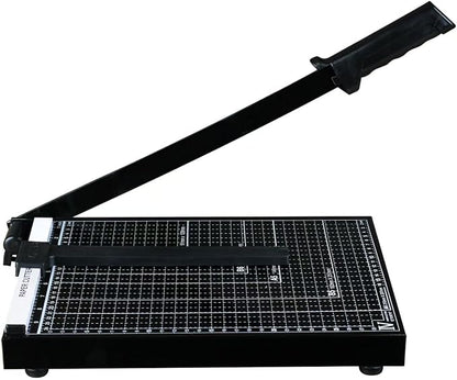 12-Inch Heavy Duty Guillotine Paper Cutter - 12 Sheet Capacity, Self-Sharpening Blade & Safety Lock, Paper Trimmer for Cardstock, Photos, Craft Paper for Office, School, Home Use (Black)