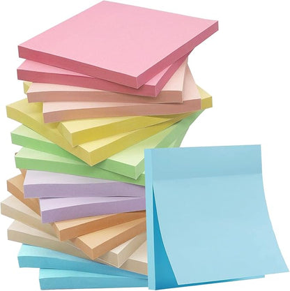 16 Pack Sticky Notes 3x3 in Post, Pastel Colors Sticky Note Pads, Recyclable, Sticky Notes Bulk Easy to Post for Home, Office, Notebook