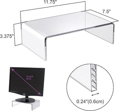 Amazing Abby Acrylic Monitor Stand Riser for Desk (1-Pack), Clear Plastic Computer Monitor Riser with Keyboard Storage, Heavy-Duty 3-3/8" Riser for PC Laptop Screen, Great for Home and Office Use