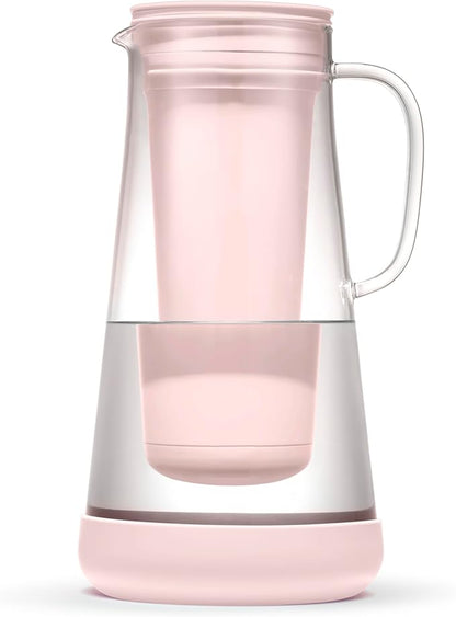 LifeStraw Home– Water Filter Pitcher, 7-Cup, Glass with Silicone Base, Pink Bubble, for Everyday Protection Against Bacteria, Parasites, Microplastics, Lead, Mercury, PFAS and a Variety of Chemicals