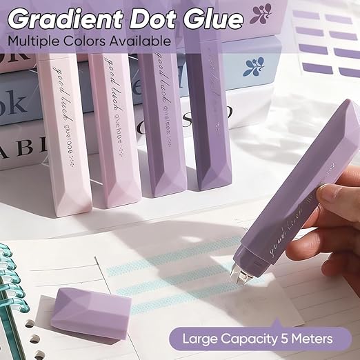 8-Pack Strong Double Sided Tape Roller, 0.23in x 16.4ft Adhesive Tape Glue for Gift Wrapping, Junk Journals, Paper Crafts, Essential Scrapbooking Supplies, Photo Mounting, School Office (GREEN)