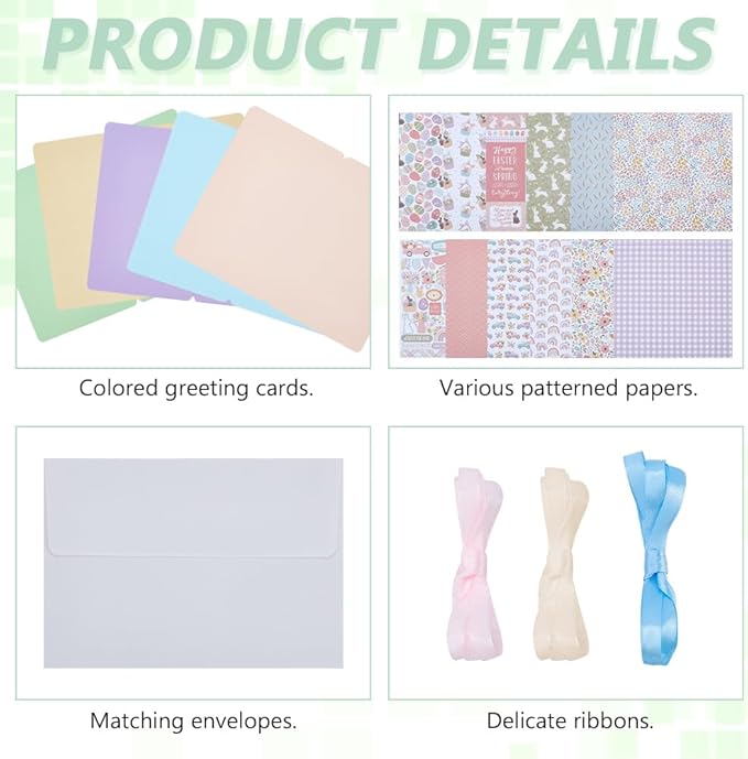WEBEEDY 15 Sets Easter Paper Card Making Kits Colorful Handmade Greeting Card Kits with Envelopes & Sticker, DIY Cards Making Material Set for Easter Cards Birthday Invitation Holiday Supplies